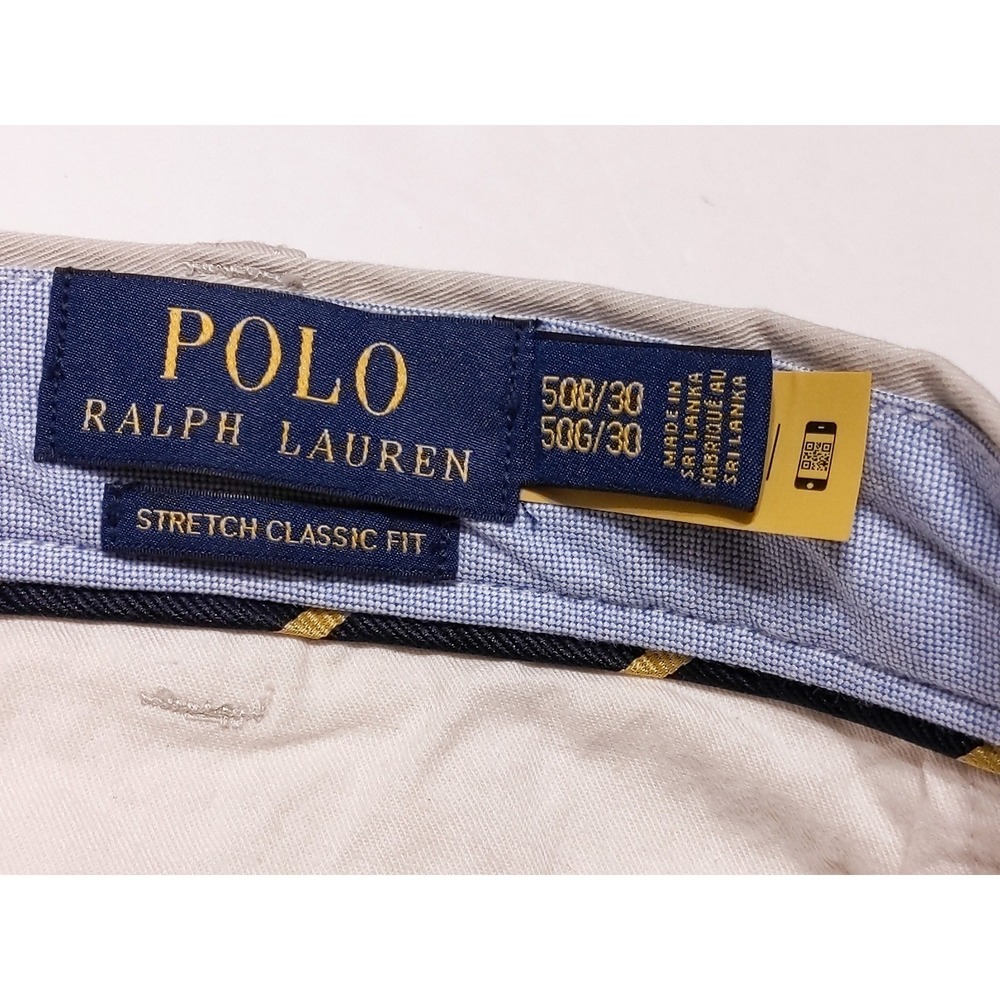 POLO RALPH LAUREN Chino Pants Stretch Classic Fit Khaki Beige ~ 50 x 25 - Picture 3 of 8
